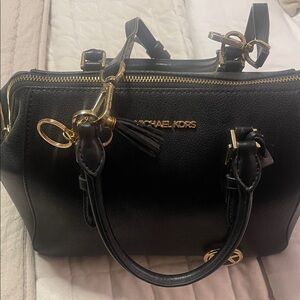 Michael Kors Black Satchel with Gold Accents